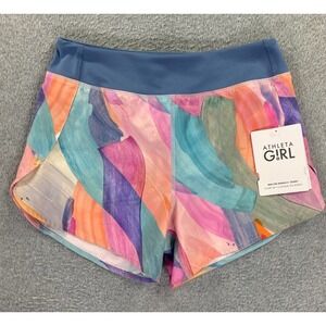Athleta Girl Run The World 3" Short Abstract Print Multi Color Girls L 12 NEW
